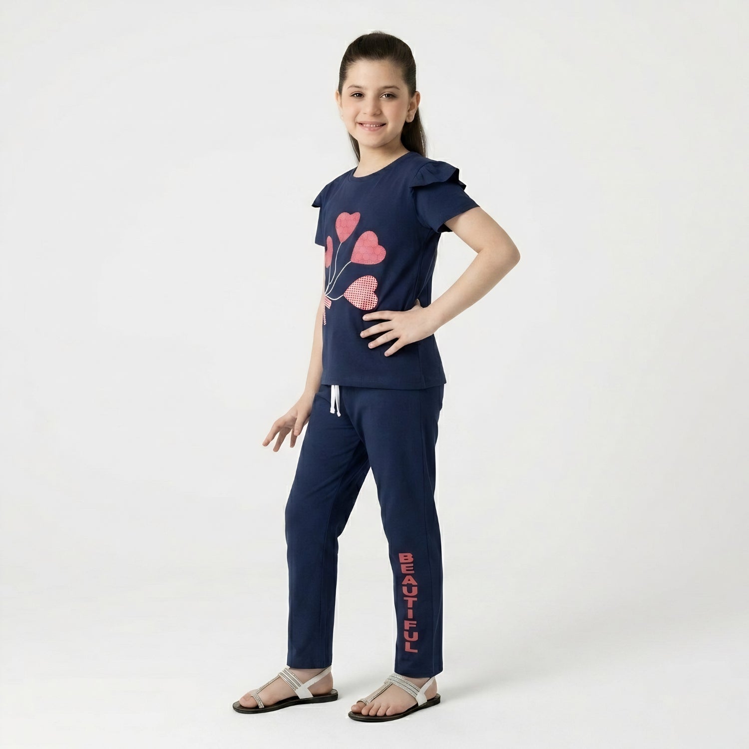 Girls Heart Balloon Print Set