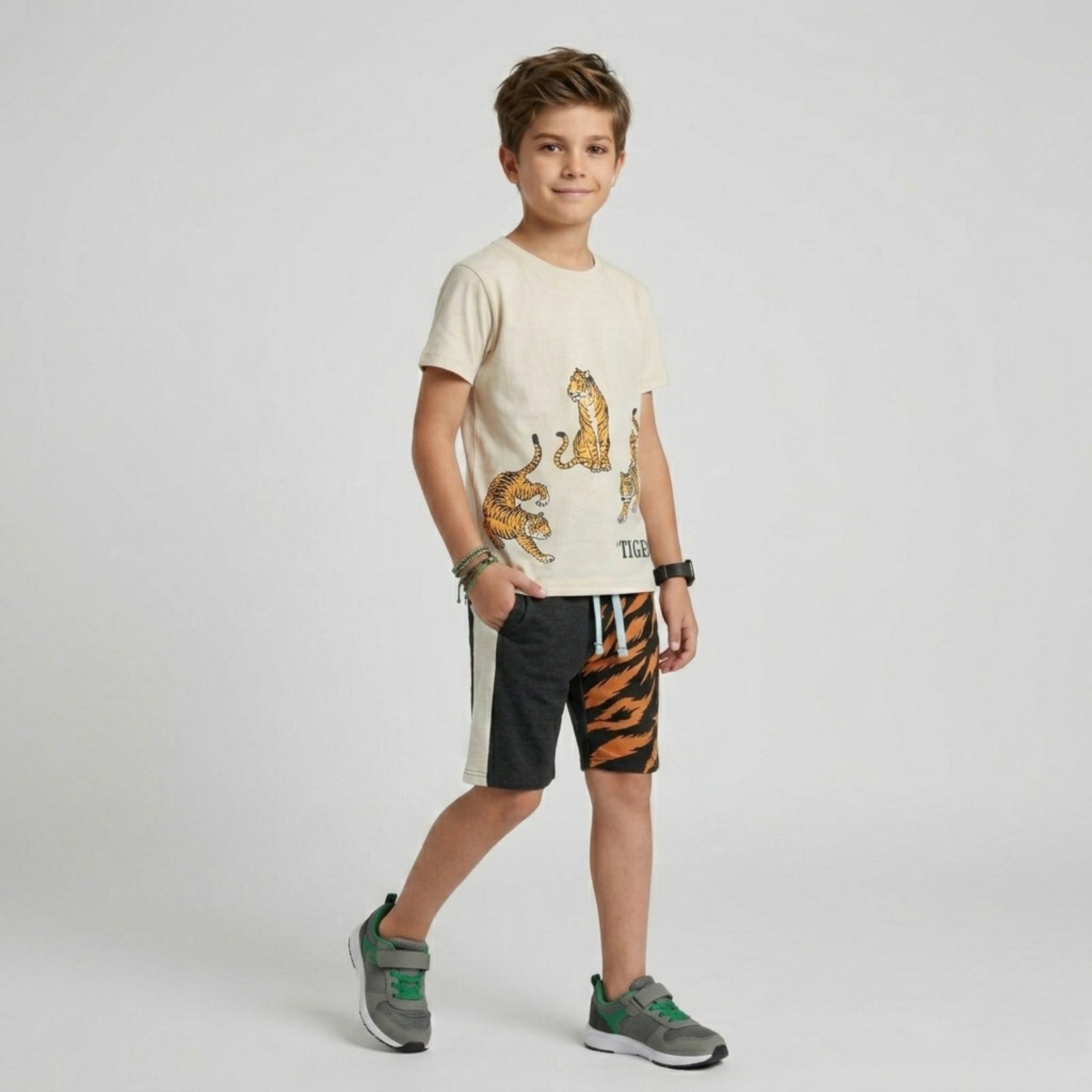 Tiger Print T-Shirt & Shorts Set