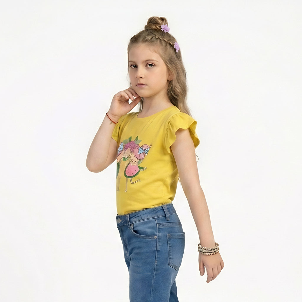 Girls Fruit Friends Ruffle Top