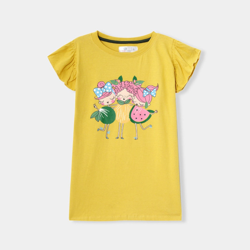 Girls Fruit Friends Ruffle Top